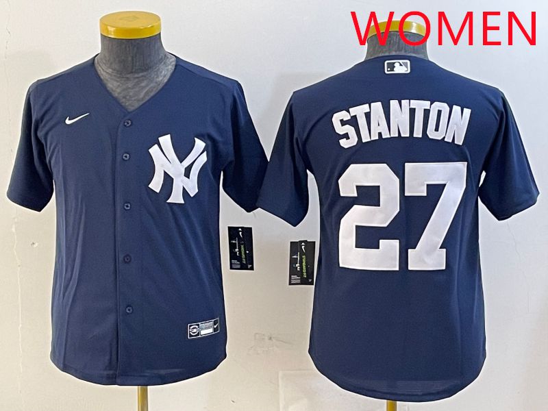 Women New York Yankees #27 Stanton Blue Game 2025 Nike MLB Jersey style 1->youth mlb jersey->Youth Jersey